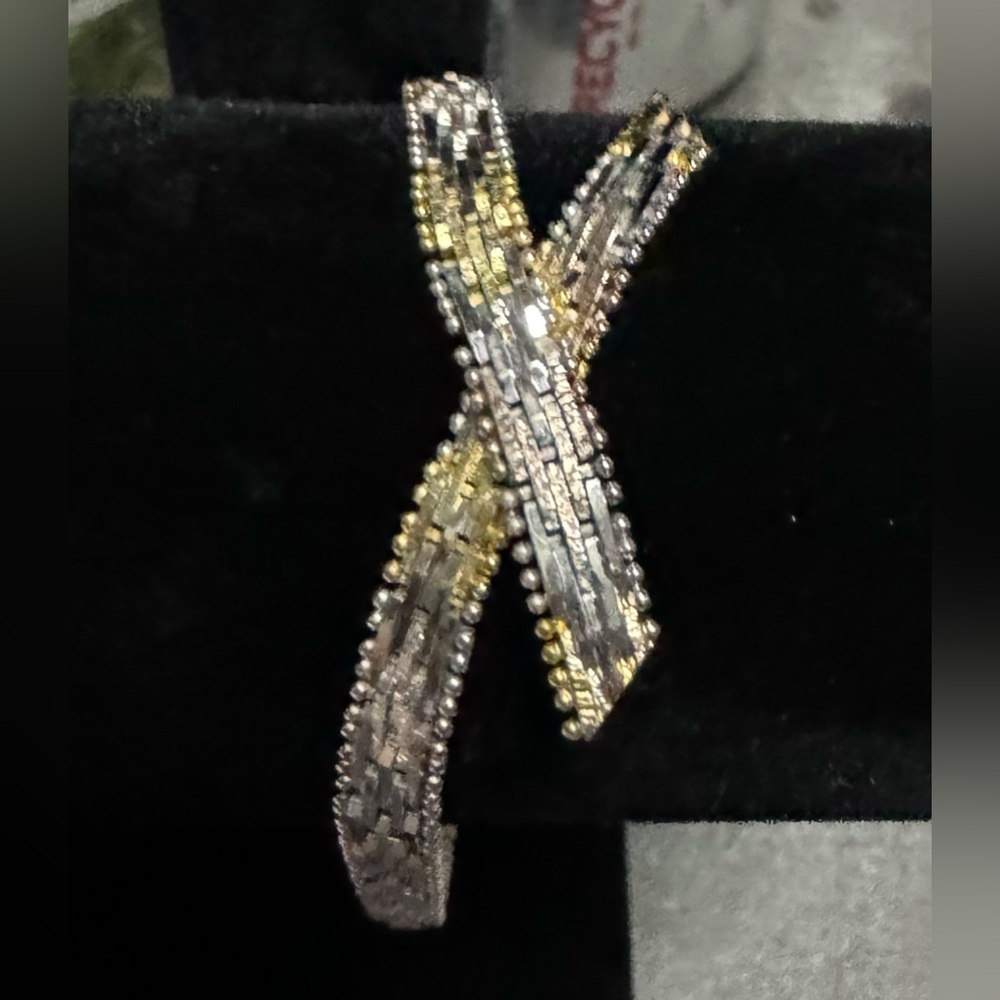 925 Silver 7.25” Triple Tone Riccio Chain Bracelet 13.56g